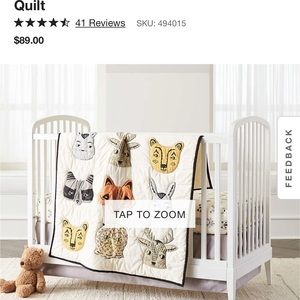 Crate&Barrel Roxy Marj Woodland Animal Nursery Quilt and crib sheet